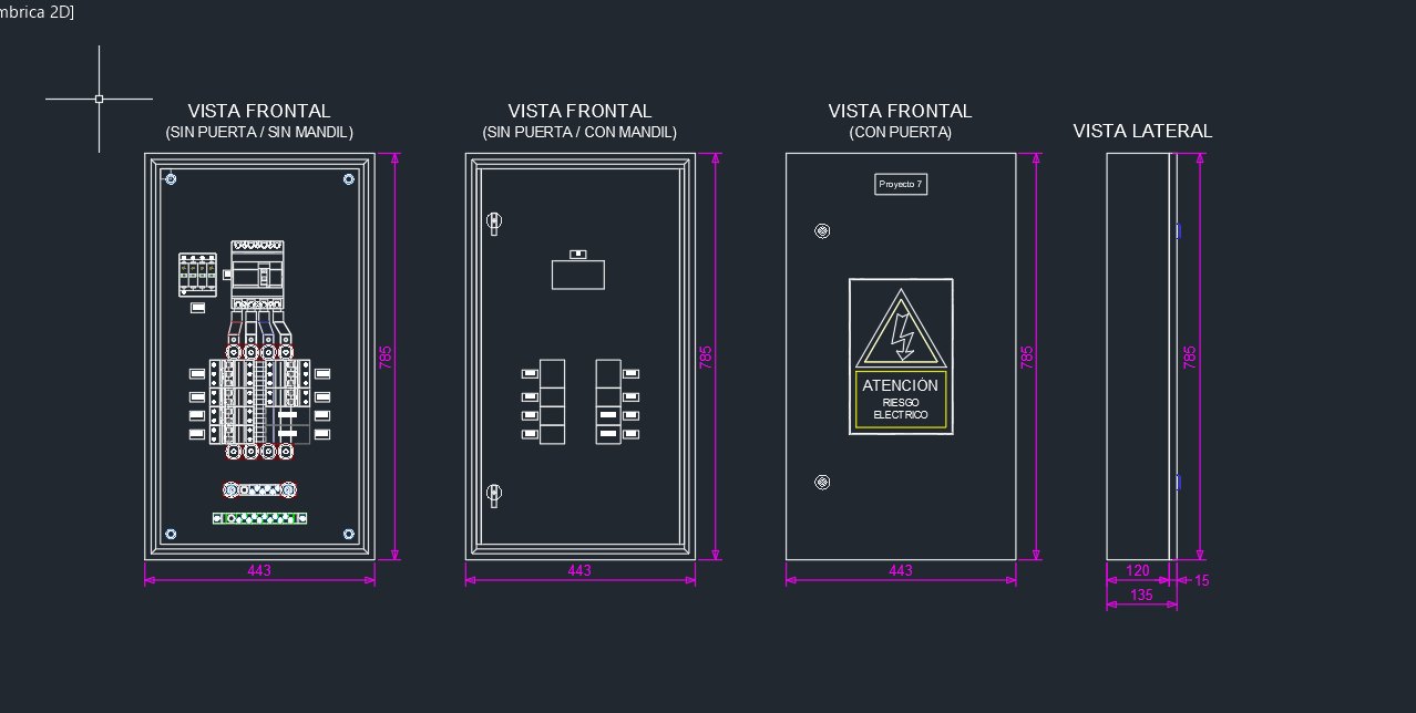 Plano mecánico exportado en DXF, abierto en AutoCAD