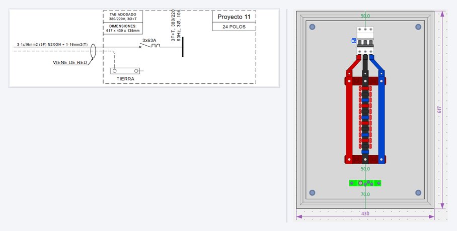 Paso 1: unifilar con la entrada y tablero con panel busbar e interruptor general